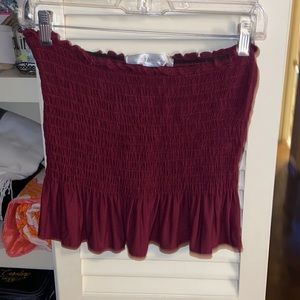 Strapless maroon top
